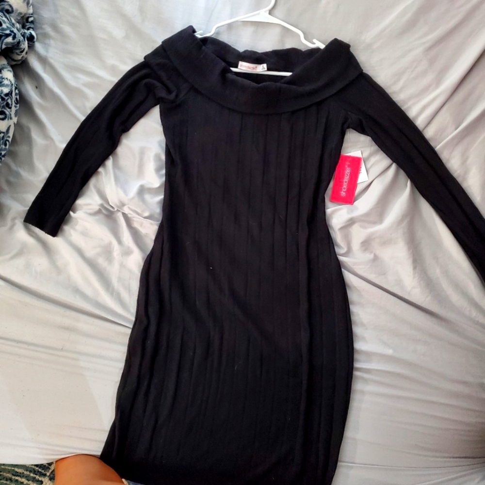 Womens Fold Over Rib Dress